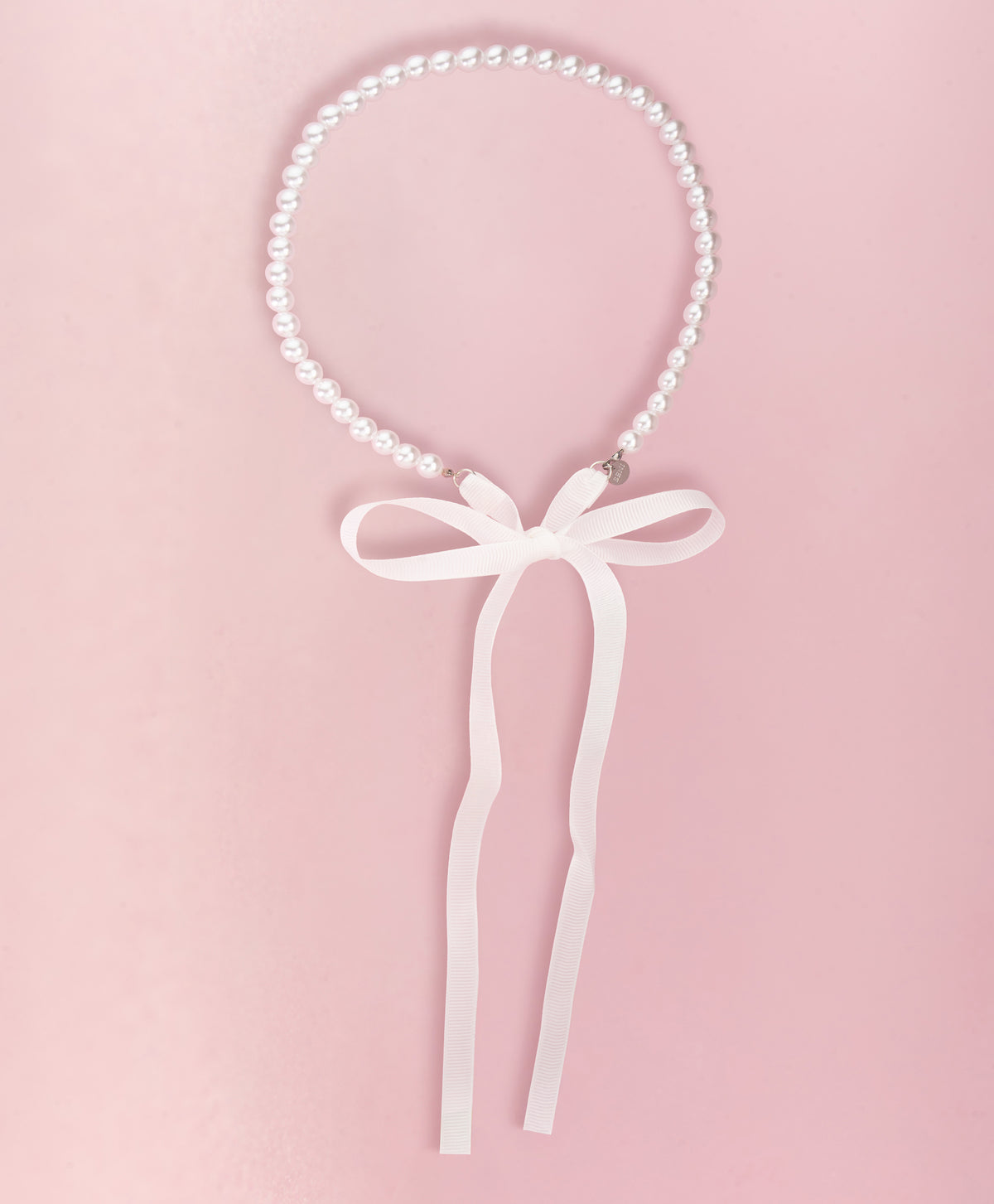PEARL MIST RIBBON Necklace White