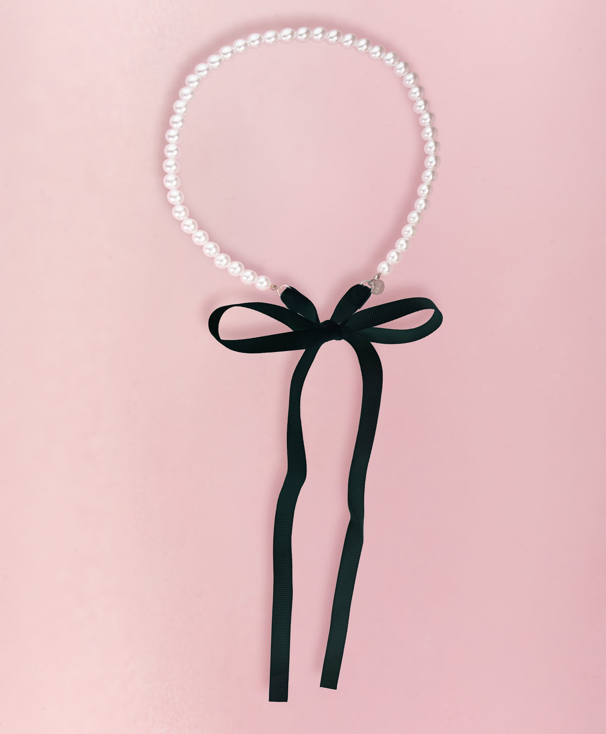 PEARL MIST RIBBON Necklace Black
