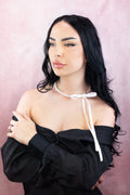 PEARL MIST RIBBON Necklace White