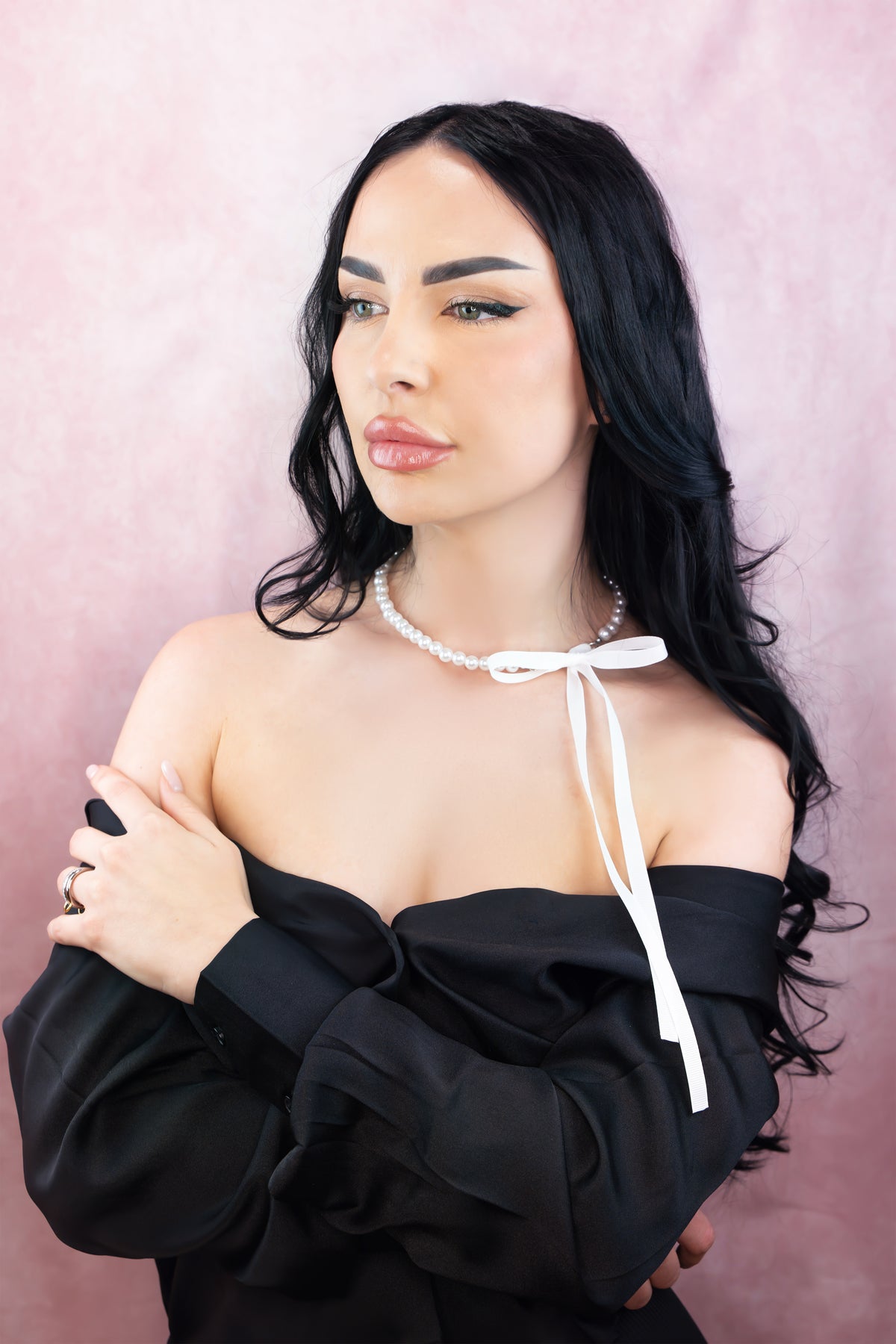 PEARL MIST RIBBON Necklace White